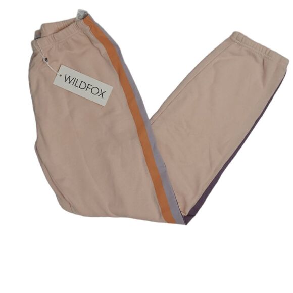 NEW Wildfox knox peach grapefruit stripe jogger sweatpants M - Picture 4 of 10